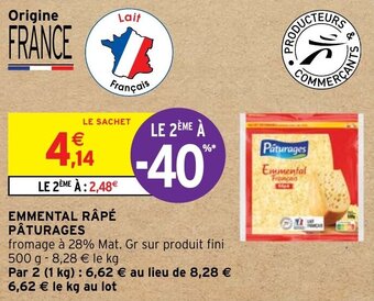 Intermarché EMMENTAL RÂPÉ PÂTURAGES offre