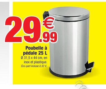Bazarland Poubelle à pédale 25 L offre