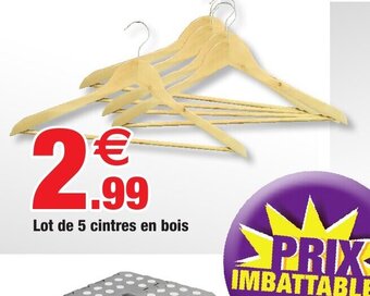 Bazarland Lot de 5 cintres en bois offre