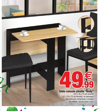 Bazarland Table console pliable Andy offre