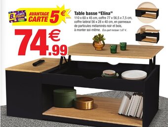 Bazarland Table basse Elina offre