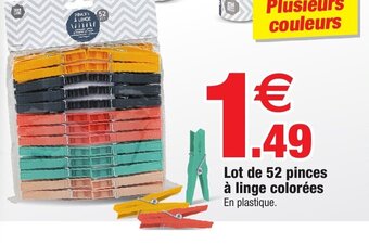 Bazarland Lot de 52 pinces à linge colorées offre