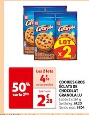Auchan Supermarché COOKIES GROS ÉCLATS DE CHOCOLAT GRANOLA LU offre