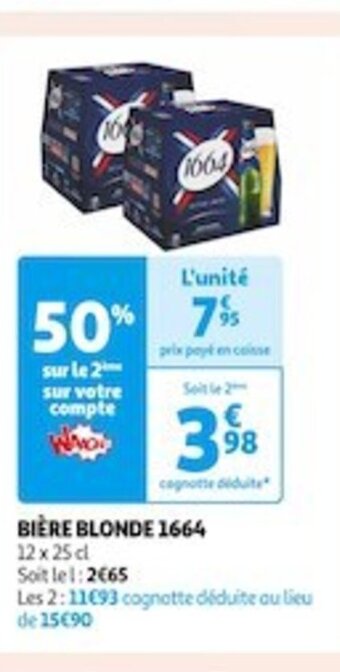 Auchan Supermarché BIÈRE BLONDE 1664 offre