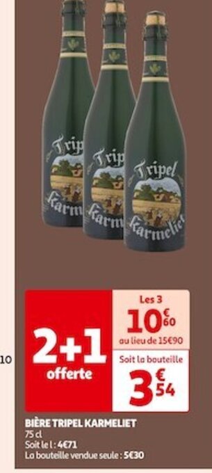 Auchan Supermarché BIÈRE TRIPEL KARMELIET 75 d offre