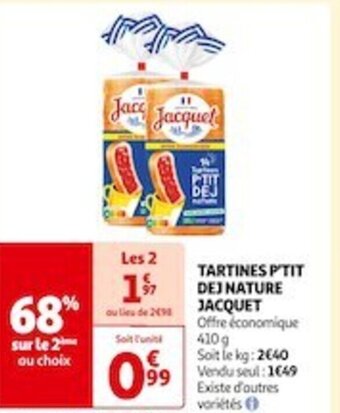TARTINES P'TIT DEJ NATURE JACQUET