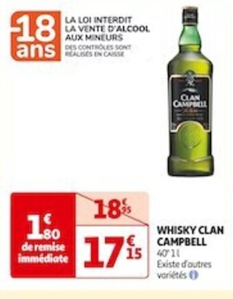Auchan Supermarché WHISKY CLAN CAMPBELL offre