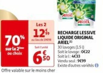 Auchan Supermarché RECHARGE LESSIVE LIQUIDE ORIGINAL ARIEL offre