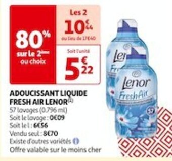 Auchan Supermarché ADOUCISSANT LIQUIDE FRESH AIR LENOR 57 offre