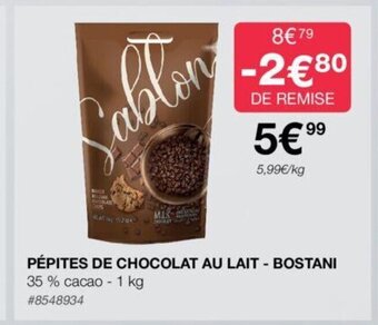 Costco PÉPITES DE CHOCOLAT AU LAIT - BOSTANI offre