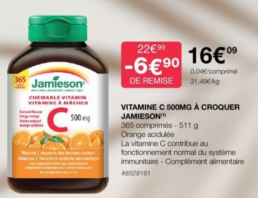Promo VITAMINE C 500MG À CROQUER JAMIESON(¹) chez Costco