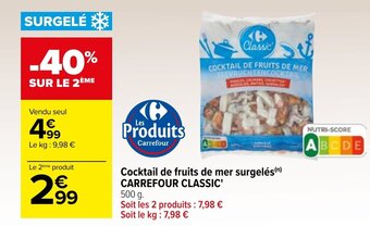 Carrefour Cocktail de fruits de mer surgelés(n) CARREFOUR CLASSIC' offre
