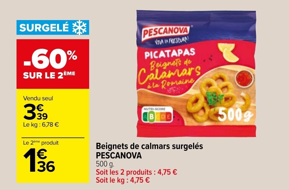 Carrefour Beignets de calmars surgelés PESCANOVA offre