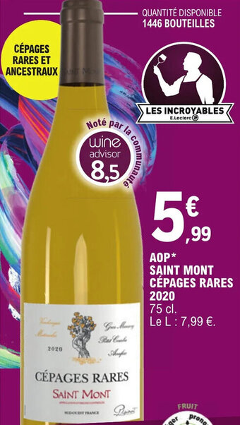 E.Leclerc AOP* SAINT MONT CÉPAGES RARES 2020 offre