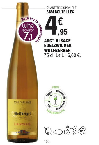 E.Leclerc AOC* ALSACE EDELZWICKER WOLFBERGER offre