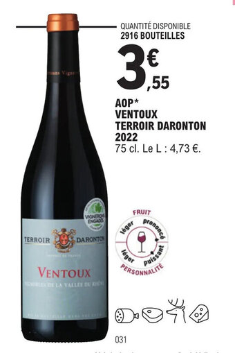 E.Leclerc AOP* VENTOUX TERROIR DARONTON 2022 offre