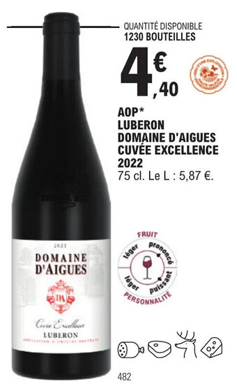 E.Leclerc AOP* LUBERON DOMAINE D'AIGUES CUVÉE EXCELLENCE offre