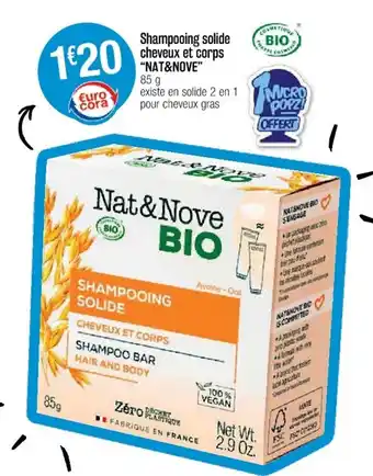 Cora x Carrefour Shampooing solide cheveux et corps "nat&nove" offre