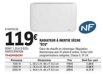 E.Leclerc Brico RADIATEUR À INERTIE SÈCHE "ÉCO" offre