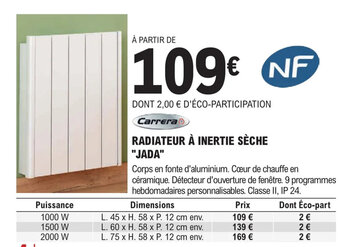 E.Leclerc Brico RADIATEUR À INERTIE SÈCHE "JADA" offre