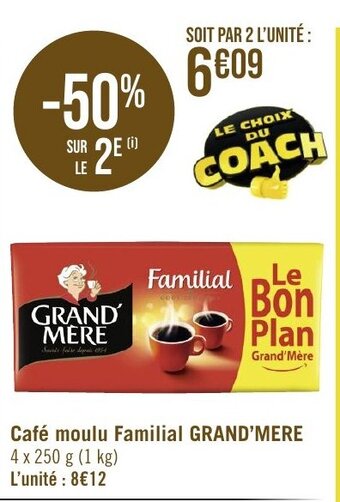 Géant Casino Café moulu Familial GRAND'MERE offre