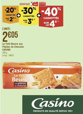 Géant Casino Le Petit Beurre aux Pépites de Chocolat CASINO offre