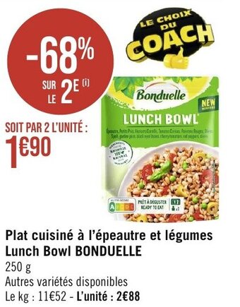 Géant Casino Plat cuisiné à l'épeautre et légumes Lunch Bowl BONDUELLE offre