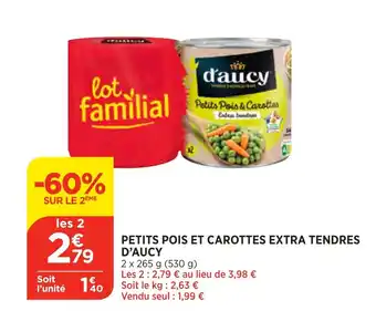 Petits pois et carottes extra tendres d'aucy