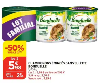 Champignons émincés sans sulfite bonduelle