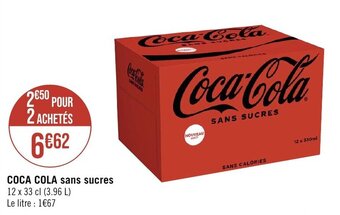 Géant Casino COCA COLA sans sucres 12 x 33 cl (3.96 L) offre