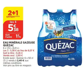 Bi1 Eau minérale gazeuse quézac offre