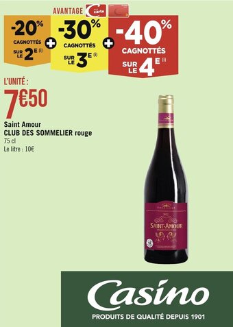 Géant Casino Saint Amour CLUB DES SOMMELIER rouge offre