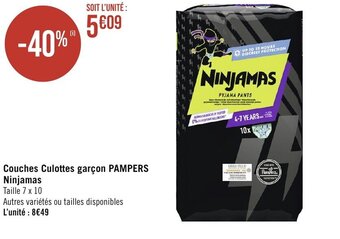Géant Casino Couches Culottes garçon PAMPERS Ninjamas offre