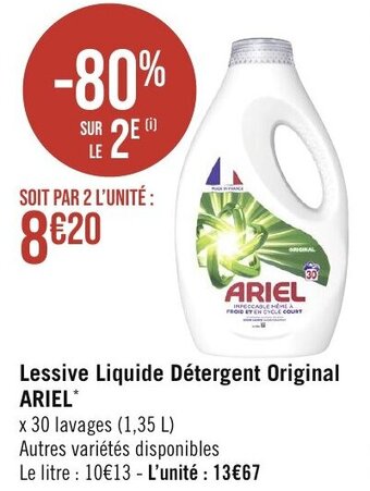Géant Casino Lessive Liquide Détergent Original ARIEL offre