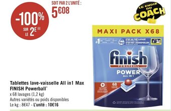 Géant Casino Tablettes lave-vaisselle All in1 Max FINISH Powerball offre