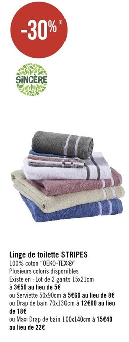 Géant Casino Linge de toilette STRIPES offre