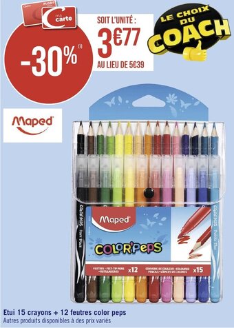 Géant Casino Etui 15 crayons + 12 feutres color peps offre