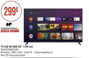 Géant Casino TV LED 4K UHD 55" (139 cm) offre