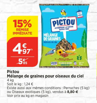 Bi1 Pictou Mélange de graines pour oiseaux du ciel offre