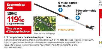 Castorama Fiskars lot coupe-branches télescopique + scie offre
