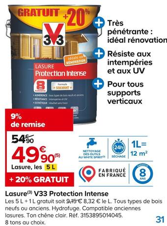 Castorama V33 lasure(3) protection intense offre