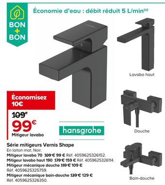 Castorama Hansgrohe série mitigeurs vernis shape offre
