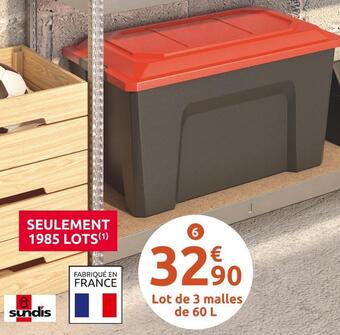 Mr Bricolage Sundis lot de 3 malles de rangement 60 l offre