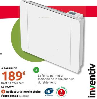 Mr Bricolage Inventiv radiateur à inertie sèche fonte tenea offre