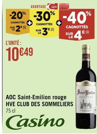 Casino Supermarchés Aoc saint-emilion rouge hve club des sommeliers offre