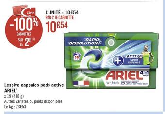 Casino Supermarchés Ariel lessive capsules pods active offre