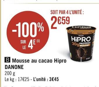 Casino Supermarchés Danone mousse au cacao hipro offre