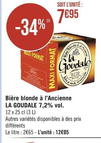 Casino Supermarchés La goudale bière blonde à l’ancienne 7,2% vol offre