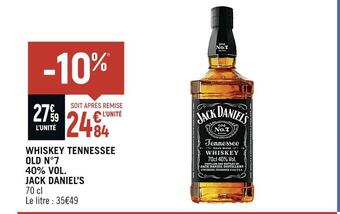 Spar Jack daniel’s whiskey tennessee old n°7 40% vol offre