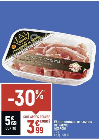 Spar Negroni chiffonnade de jambon de parme offre